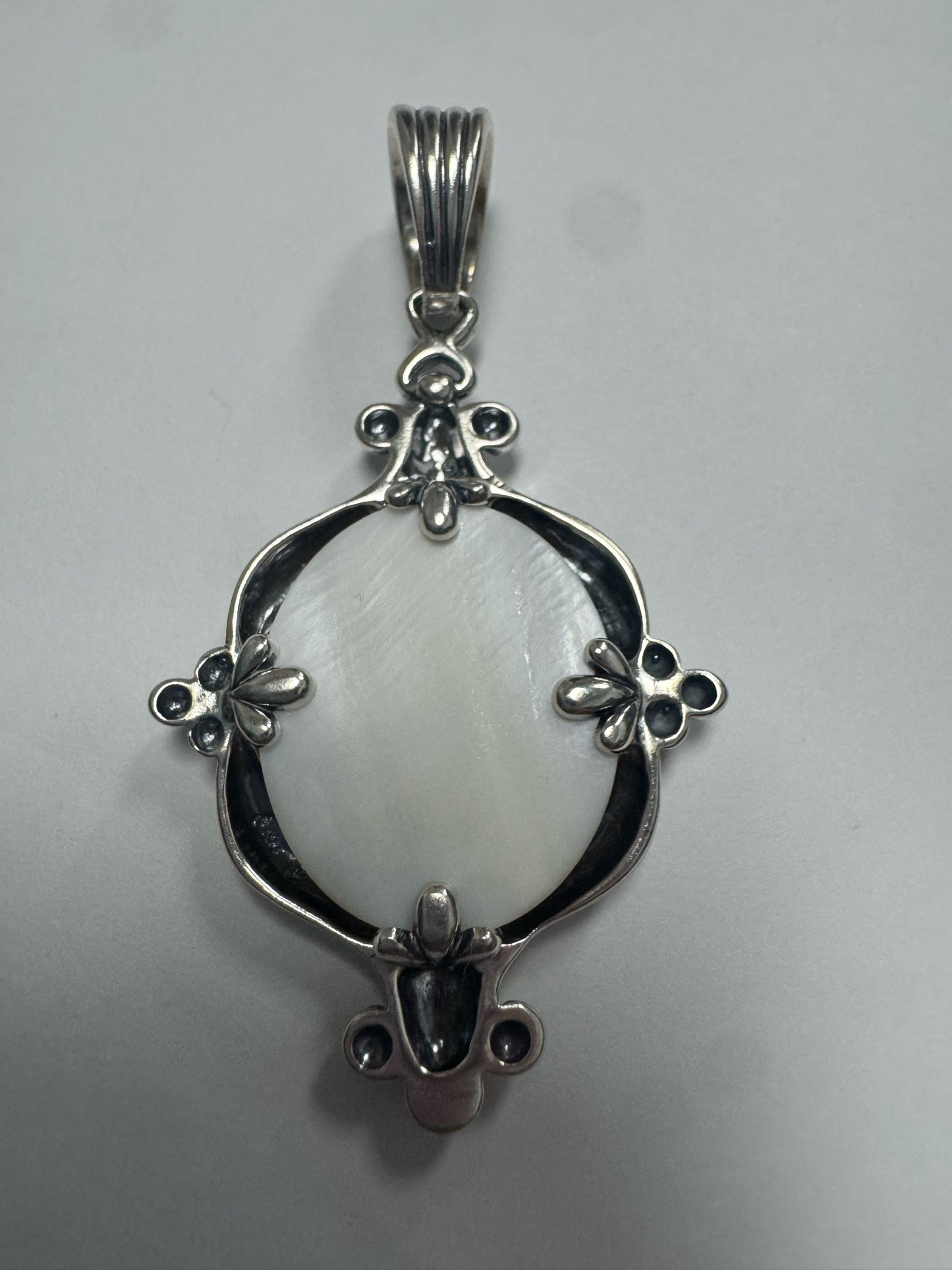Carolyn Pollack Relios Rose Quartz /MOP Reversible 925 Sterling Enhancer Pendant
