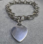 Tiffany & Co. 925 Sterling Silver Heart Tag Charm Link 7.25" Bracelet