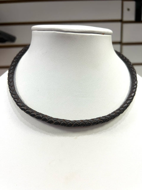 Carolyn Pollack Sterling Silver Braided Necklace w/ Toggle Clasp Dark Brown 17"