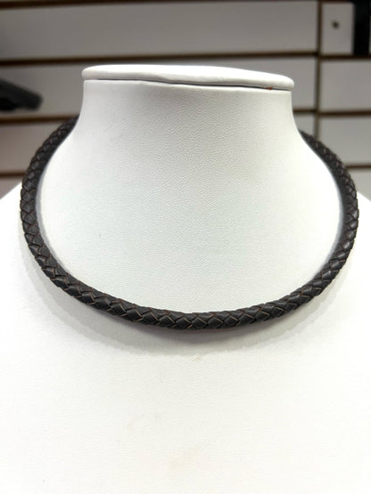Carolyn Pollack Sterling Silver Braided Necklace w/ Toggle Clasp Dark Brown 17"