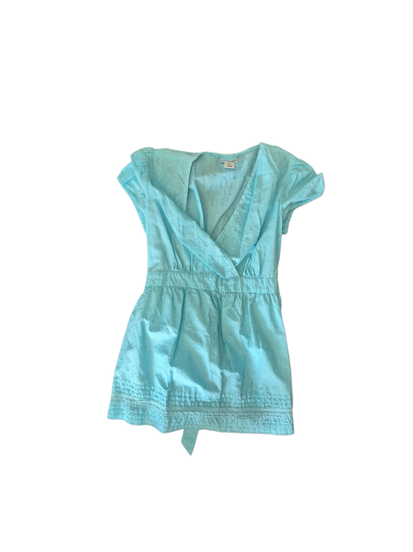 Light Blue Motherhood Maternity MATERNITY Short Sleeve Shirt Women's