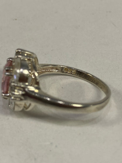 Sterling Ring Pink CZ Size 7.75