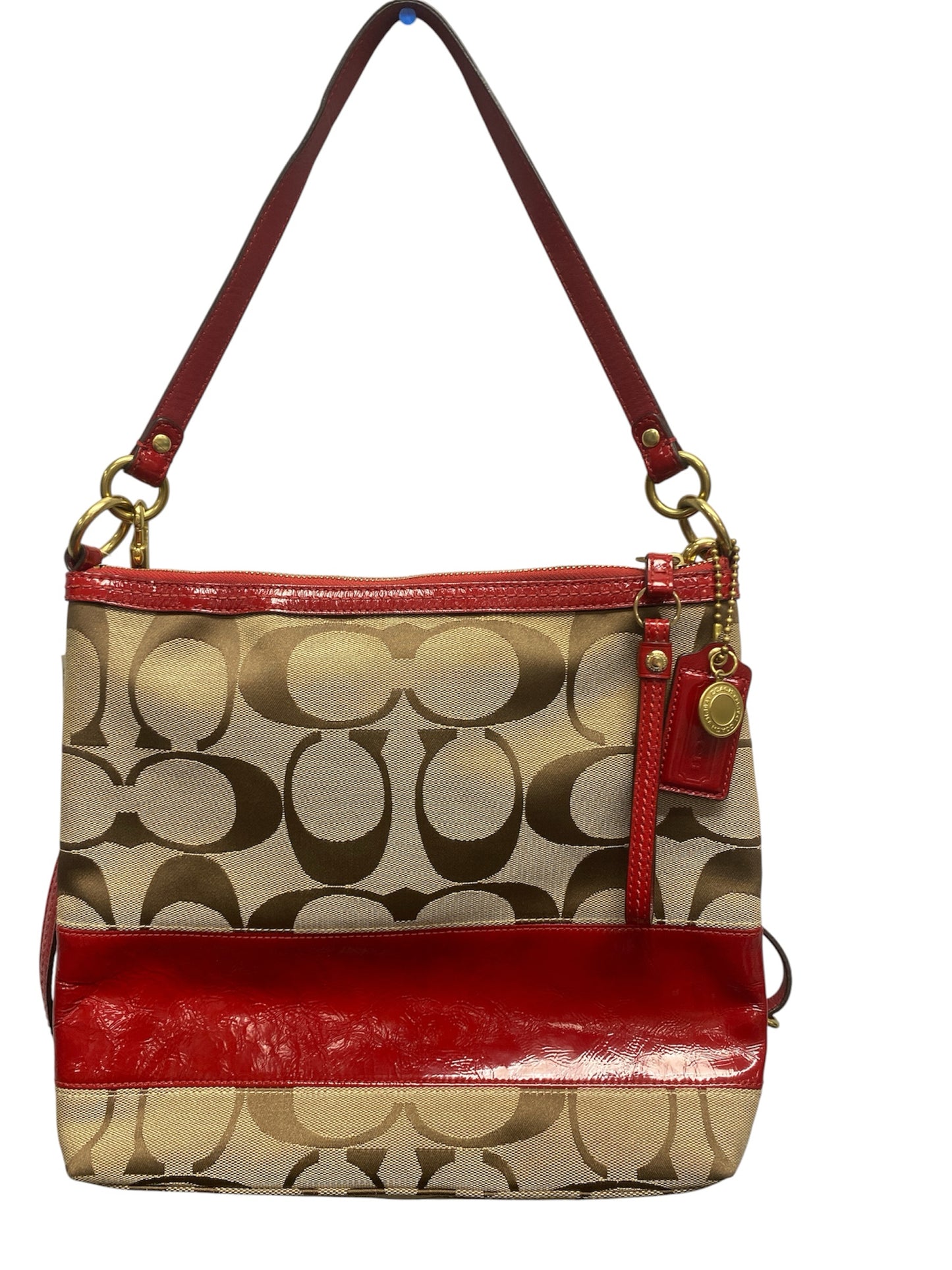 Designer Coach Beige/Red Crossbody