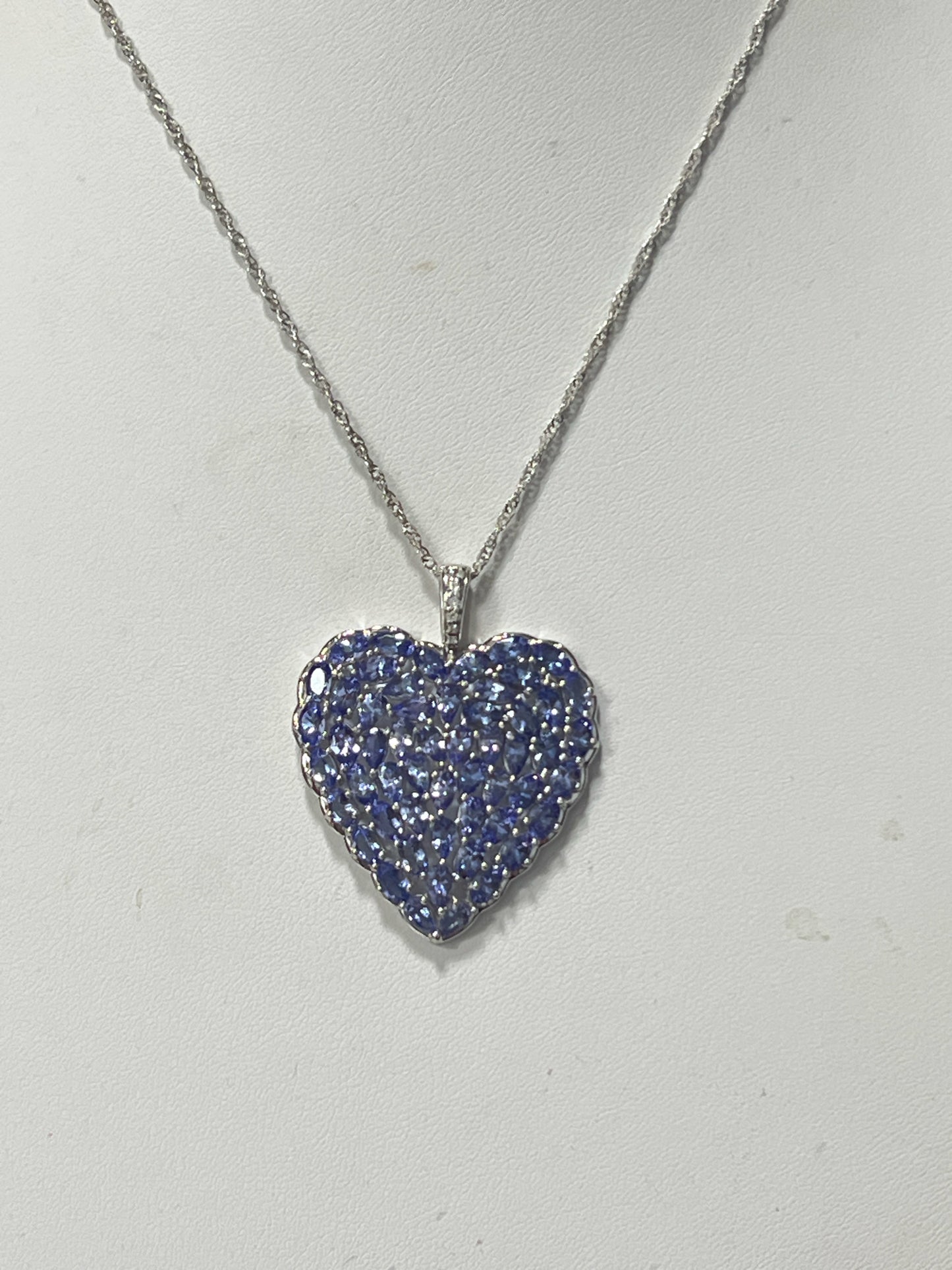 Sterling Silver Tanzanite Heart Pendant & Necklace Chain JTV New