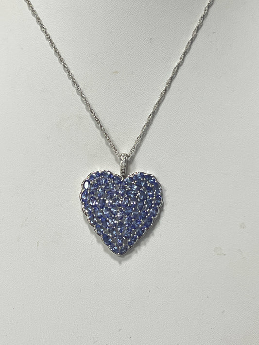 Sterling Silver Tanzanite Heart Pendant & Necklace Chain JTV New