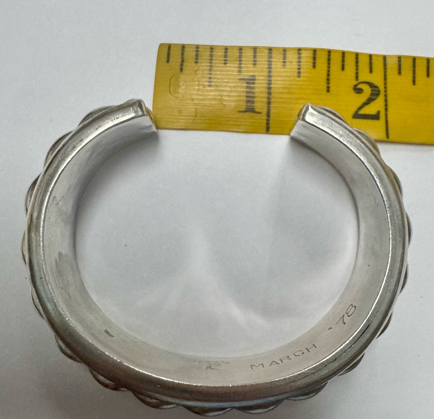 Jimmie King Jr Navajo Sterling Silver Bracelet Cuff Heavy 109g '78 Inside Cuff
