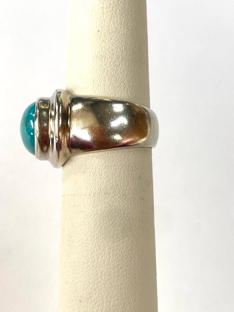 ESPO SIG Joseph Esposito 925 Sterling Silver Vintage Real Turquoise Ring Size 8