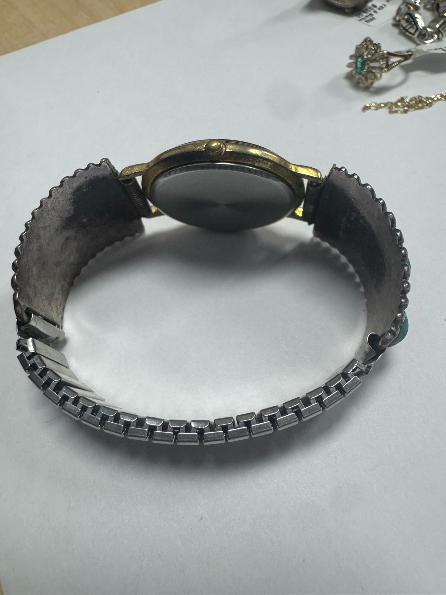 Robert Bernice Leekya Kingman Turquoise Sterling silver watch band tips RLB Zuni