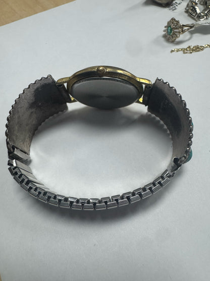 Robert Bernice Leekya Kingman Turquoise Sterling silver watch band tips RLB Zuni