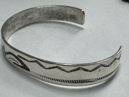Sterling Silver Gibson Gene Navajo Cuff  Turquoise Coral Inlay Bracelet