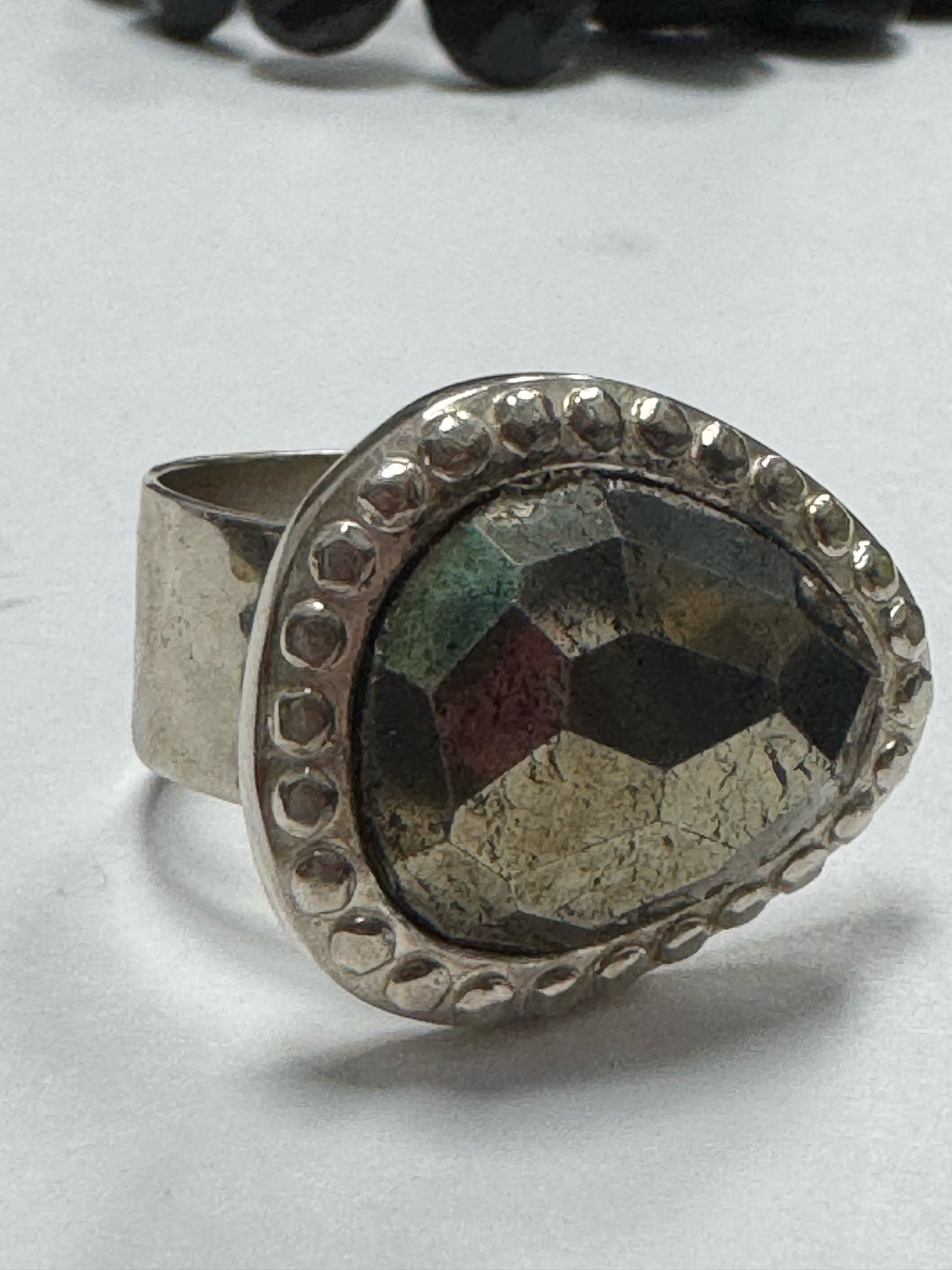 Silpada Sterling Silver Pyrite Fantasy Wide Ring Size 8 RETIRED