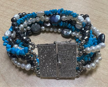 Load image into Gallery viewer, Dallas Prince Couture Multi-strand Turquoise Pearl Gemstone Bracelet MSRP $199