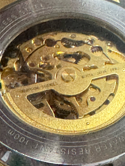 Bulova Sutton Automatic 97A162 Skeleton Dial Gold Tone Men's Watch