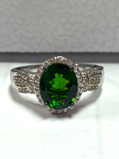 Sterling Silver Chrome Diopside Ring Size 8 JTV New
