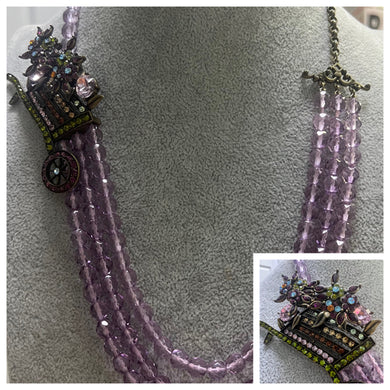 Heidi Daus Flower Wagon 3 Row Purple Bead  Necklace 18