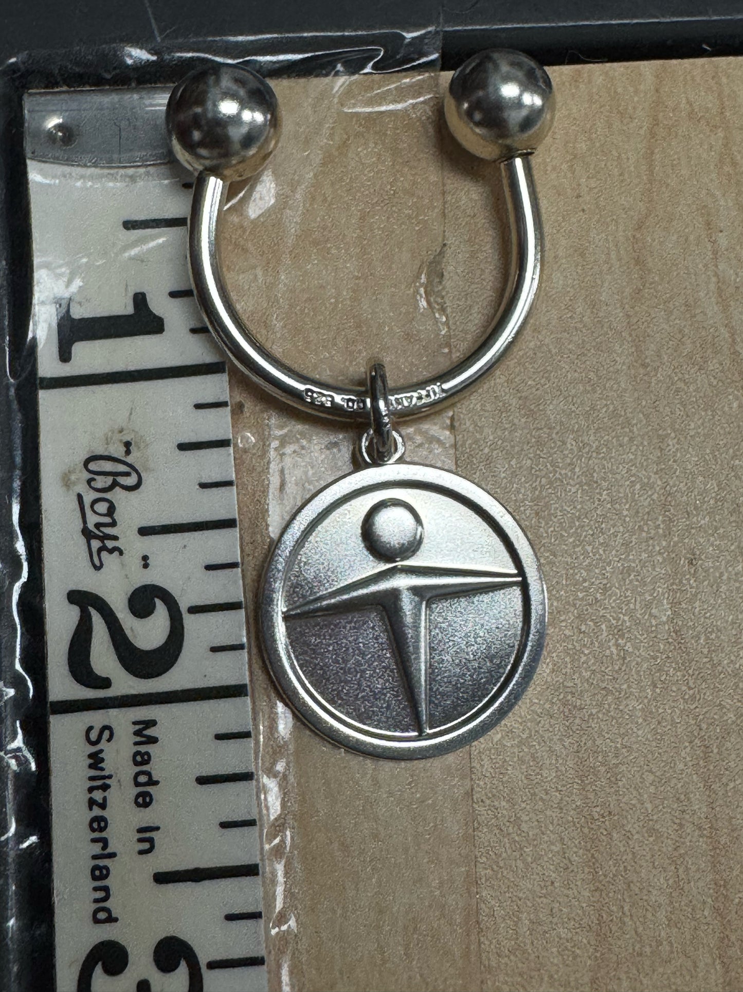 Tiffany & Co 925 Sterling Silver Horseshoe Key Ring Manpower Logo Screw Off Ball