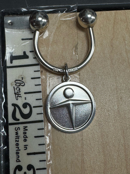 Tiffany & Co 925 Sterling Silver Horseshoe Key Ring Manpower Logo Screw Off Ball