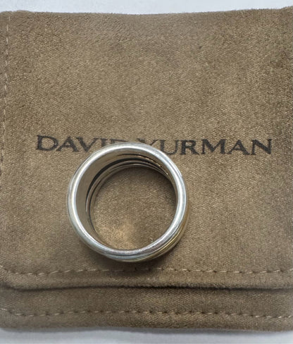 David Yurman 18k Yellow Gold & Sterling Silver Wide Crossover Ring Band Size 8