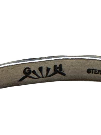 GW Sign Sterling Silver Knife Edge Native American Navajo Cuff Pictoral Bracelet
