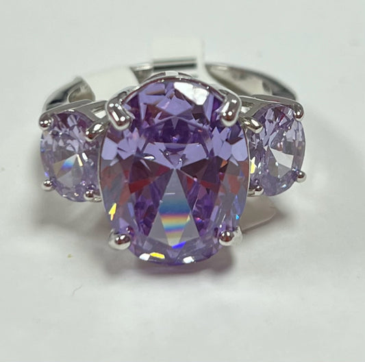 Sterling Silver CZ Ring Size 8 Lavender CZ New w/ Tags JTV