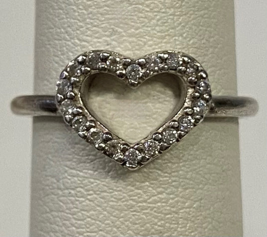 Pandora Ring Sterling sz 6.5 Heart CZ