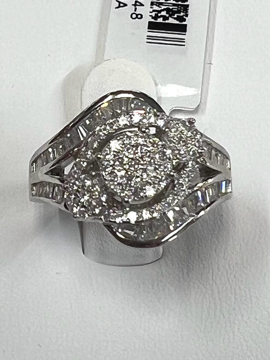 Sterling Silver Cubic Zirconia Ring Size 8 New w/ Tags JTV 1.56 ct tw