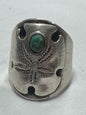 Native American Sterling Silver Turquoise Ring Heavy 13g Size 8
