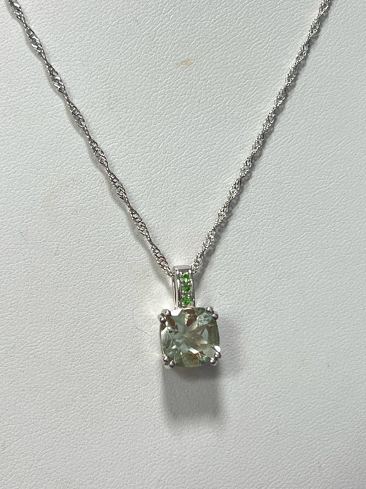 Sterling Silver Prasiolite Necklace & Pendant  New JTV
