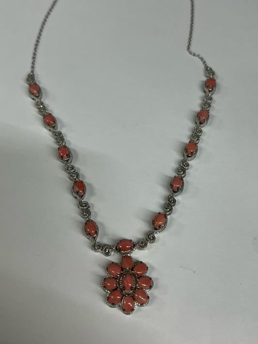 Sterling Silver Peach Opal Necklace New JTV