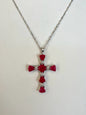 Sterling Silver Gemstone Necklace New JTV Cross Pendant Chain