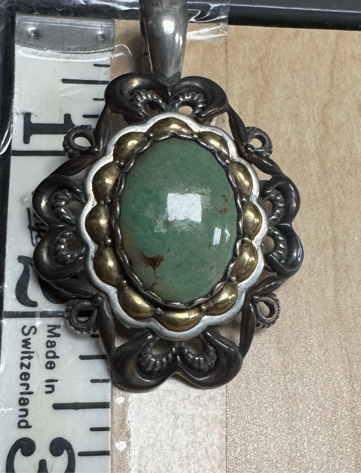 Carolyn Pollack Pendant Enhancer Green Turquoise Sterling Silver Copper Brass