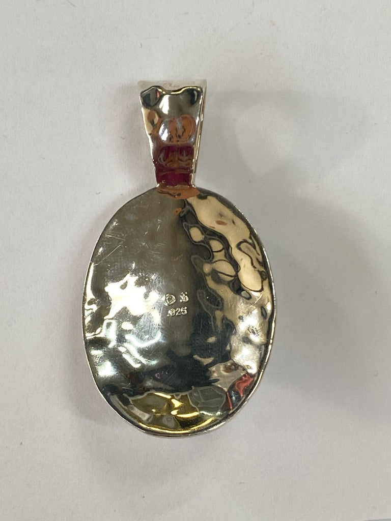 Dakota West Shube  Hammered Sterling Sleeping Beauty Turquoise Pendant 2" x 1"
