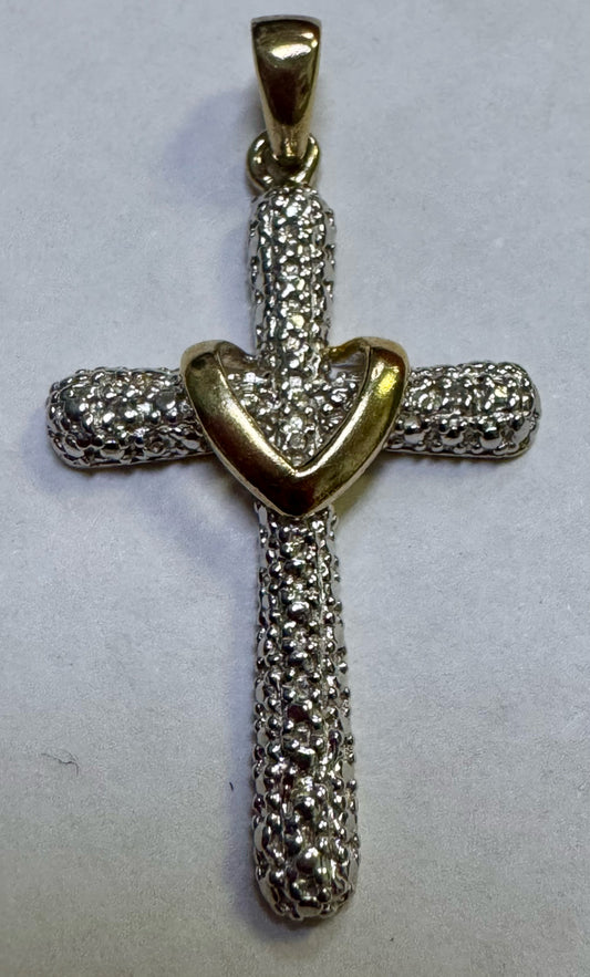 Gold Over Sterling Pendant Cross 2 Tone