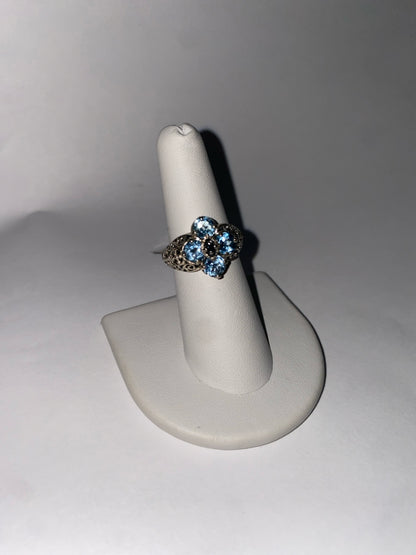 Sterling Silver Blue Topaz Ring Size 6.75