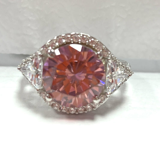 Sterling Silver Pink CZ Ring Size 8 New w/ Tags JTV