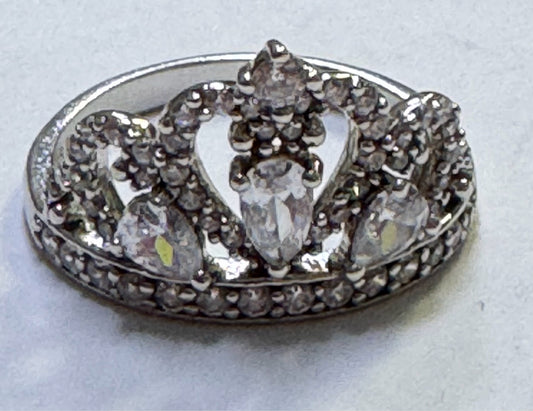 Sterling Silver CZ Ring Size 6.75 Tiara