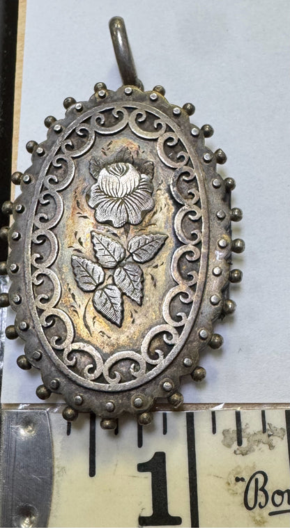 Victorian Sterling Silver Locket 2.25"