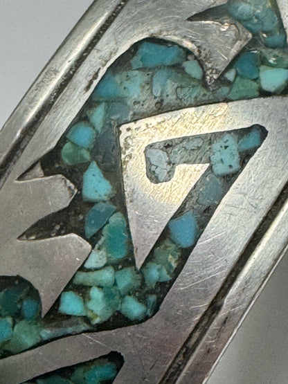 Tommy Singer Sterling Silver Mosaic Turquoise Native American Cuff  Bracelet