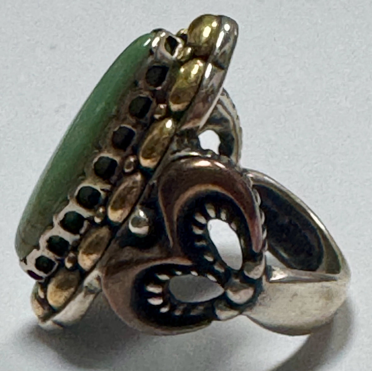 Carolyn Pollock Sterling Silver Copper & Brass Green Turquoise Ring Size 7