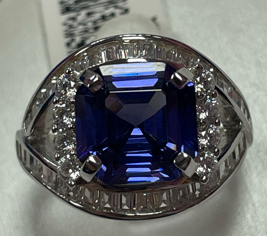 Sterling Blue White CZ Ring New w/ Tags Size 8 JTV