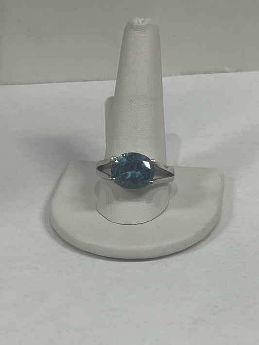 Sterling Silver Blue Topaz Ring Size 12