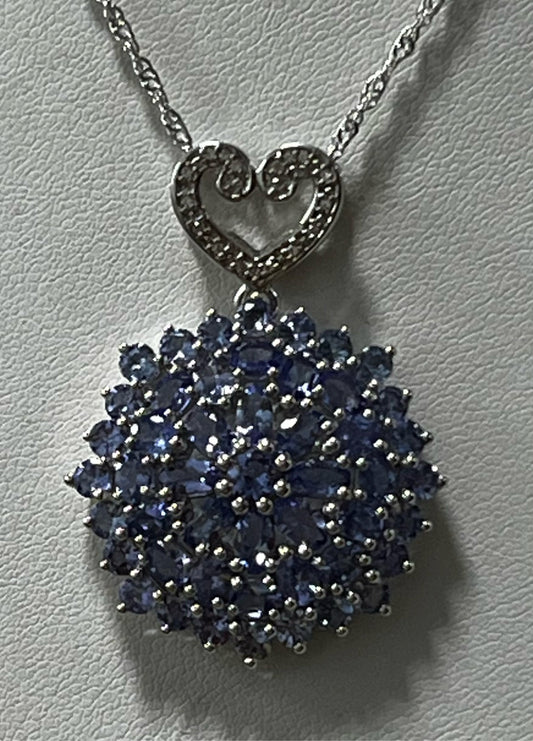 Sterling Silver Tanzanite Pendant & Necklace Chain JTV New