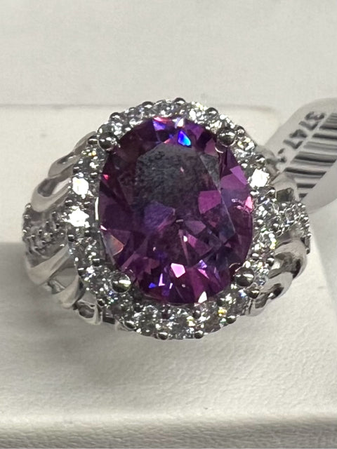 Sterling Silver Purple & White Zirconia From Swarovski Ring Size 8 New JTV