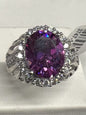 Sterling Silver Purple & White Zirconia From Swarovski Ring Size 8 New JTV