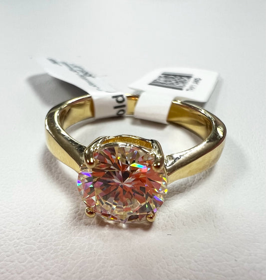 Gold Over Sterling Silver Strontium Titanate  Ring SZ 8 JTV New