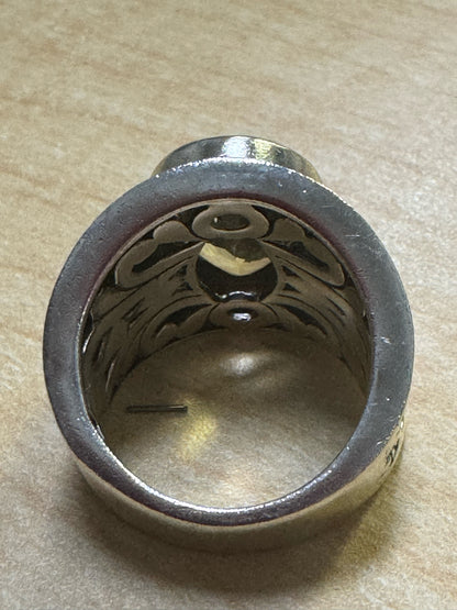 Samuel Benham BJC 925 Sterling Silver Wide Band Oval Citrine Ring Size 8.25