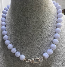 Load image into Gallery viewer, 18&quot; Judith Ripka Necklace 10mm Bead Purple Blue Chalcedony