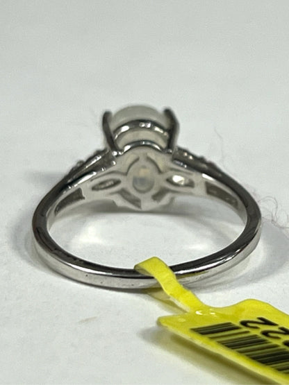 Chuck Clemency STS Sterling Silver Moonstone & Pink Tourmaline Ring Size 6