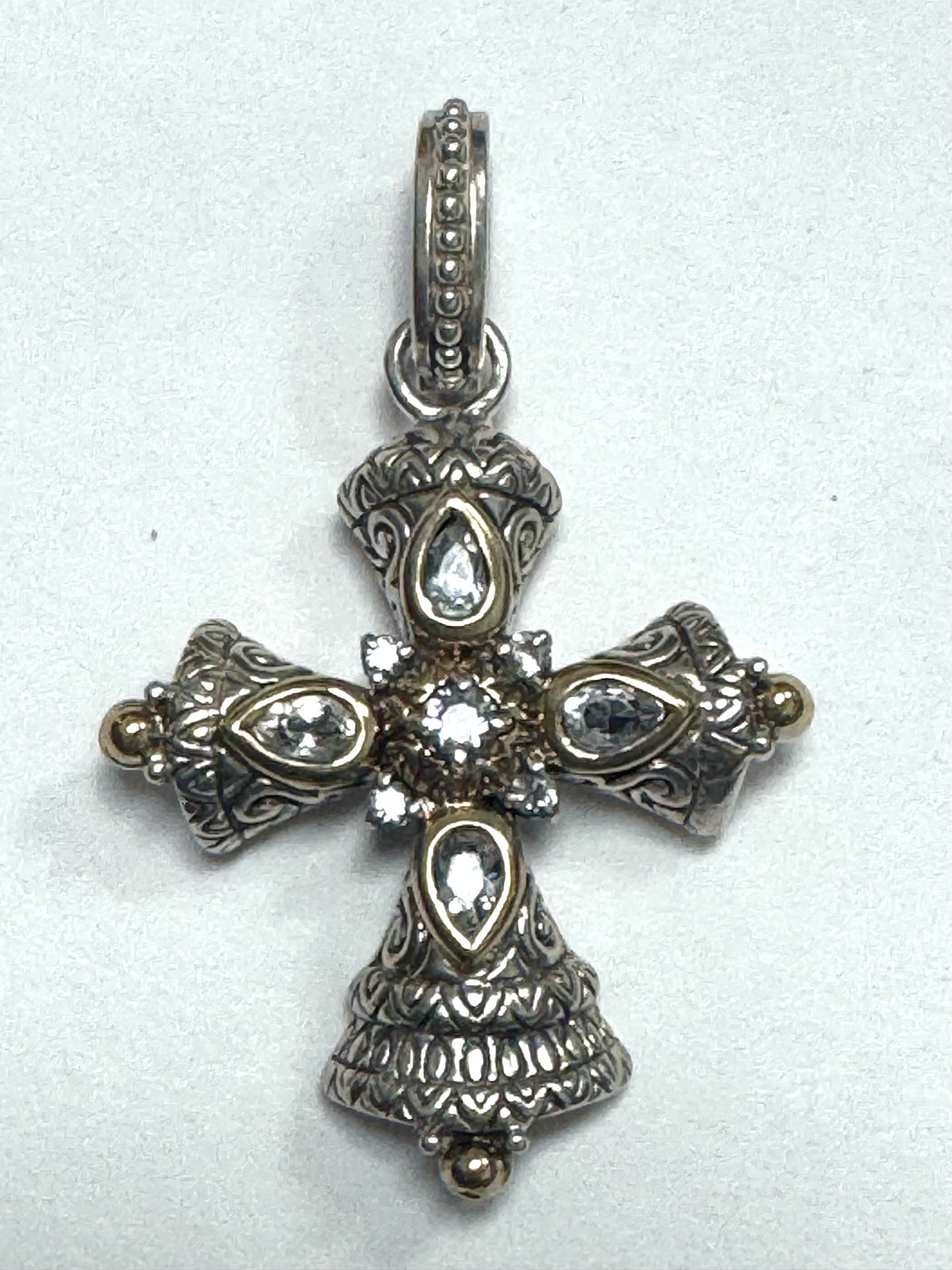 Barbara Bixby 18k Yellow Gold & Sterling Silver Cross Pendant Enhancer