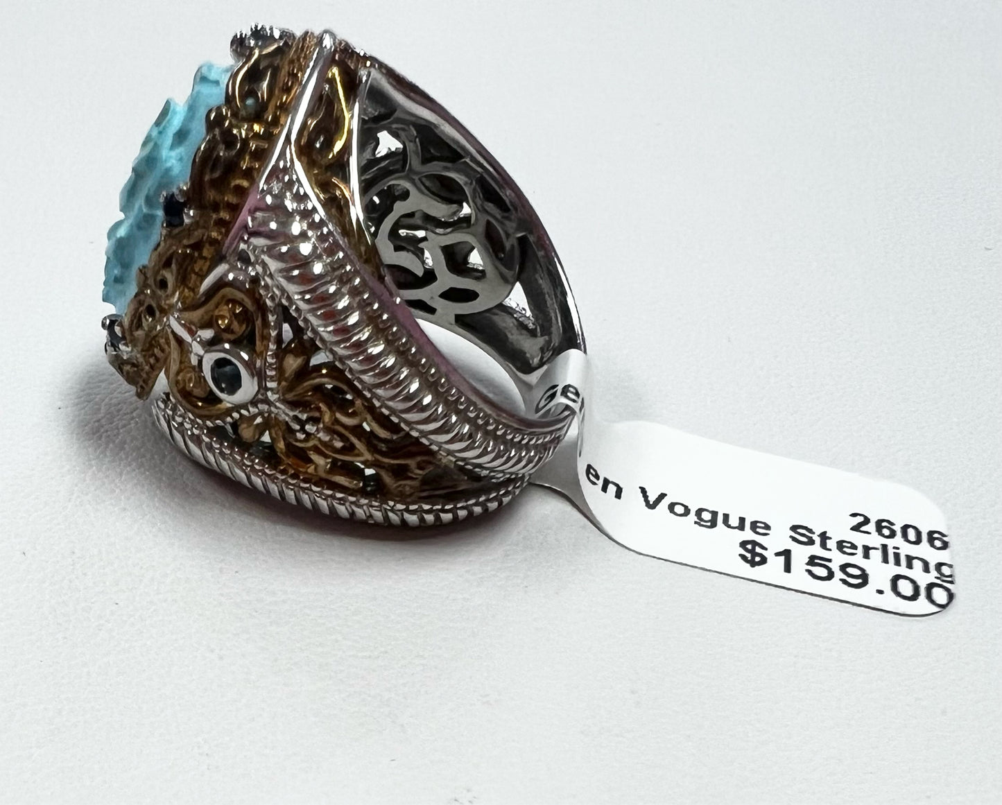 Gems en Vogue Sterling SIlver Turquoise Ring Size 7